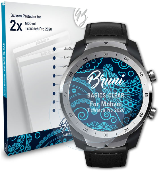 Bruni Basics-Clear Displayschutzfolie für Mobvoi TicWatch Pro (2020)