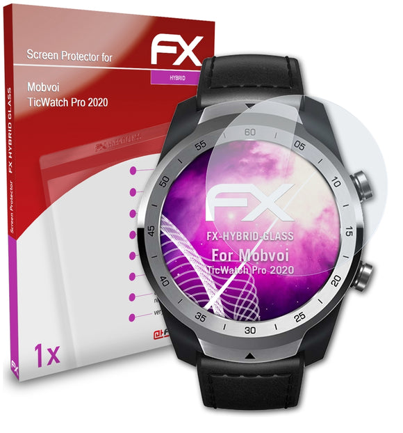 atFoliX FX-Hybrid-Glass Panzerglasfolie für Mobvoi TicWatch Pro (2020)
