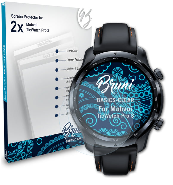 Bruni Basics-Clear Displayschutzfolie für Mobvoi TicWatch Pro 3