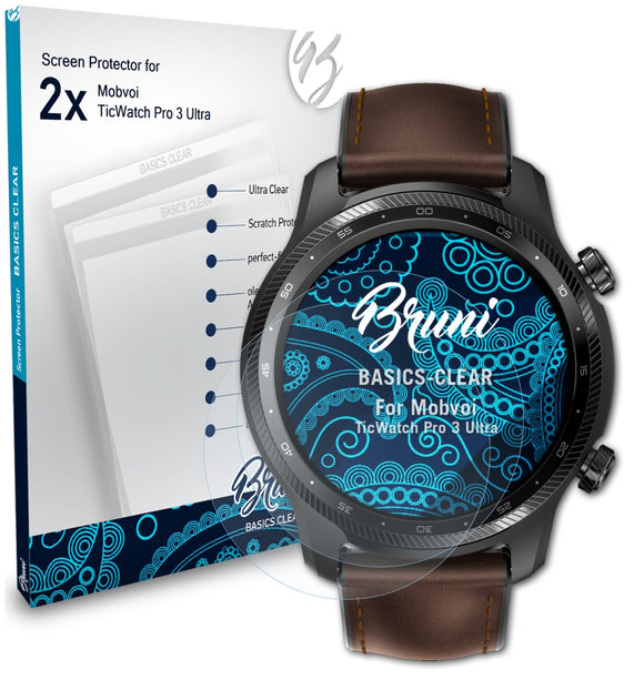 Bruni Basics-Clear Displayschutzfolie für Mobvoi TicWatch Pro 3 Ultra