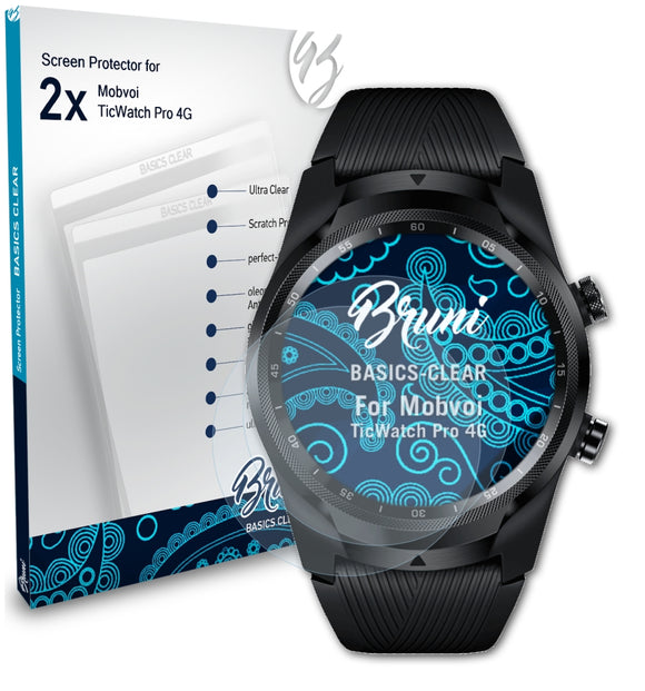 Bruni Basics-Clear Displayschutzfolie für Mobvoi TicWatch Pro 4G