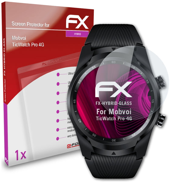 atFoliX FX-Hybrid-Glass Panzerglasfolie für Mobvoi TicWatch Pro 4G