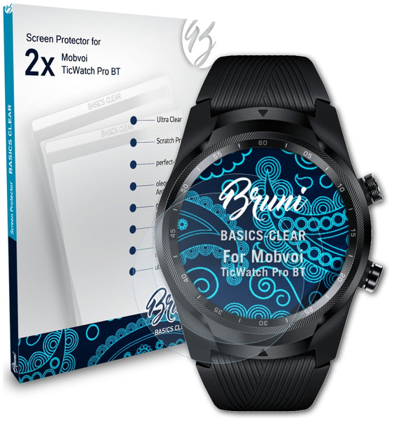 Bruni Basics-Clear Displayschutzfolie für Mobvoi TicWatch Pro BT