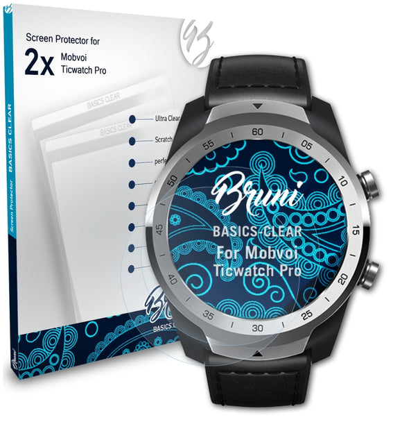 Bruni Basics-Clear Displayschutzfolie für Mobvoi Ticwatch Pro