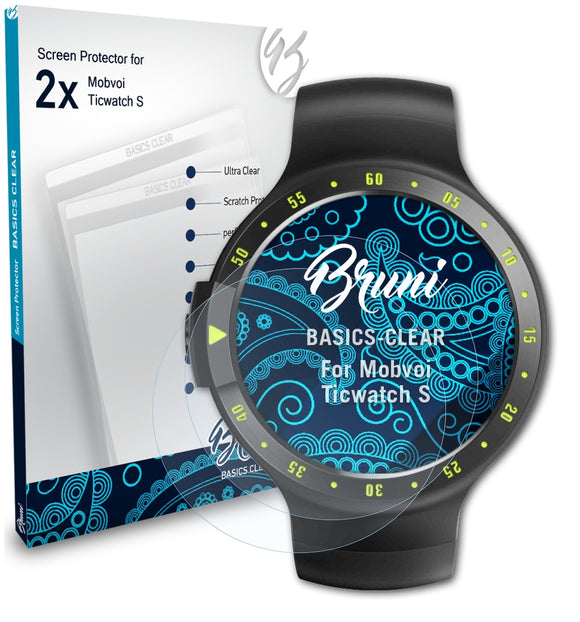 Bruni Basics-Clear Displayschutzfolie für Mobvoi Ticwatch S