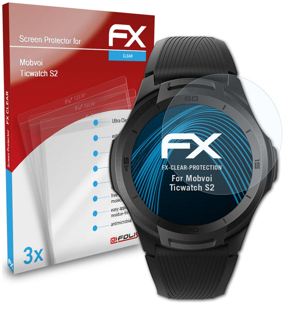 atFoliX FX-Clear Schutzfolie für Mobvoi Ticwatch S2