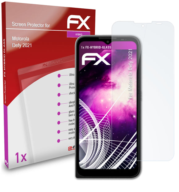 atFoliX FX-Hybrid-Glass Panzerglasfolie für Motorola Defy (2021)