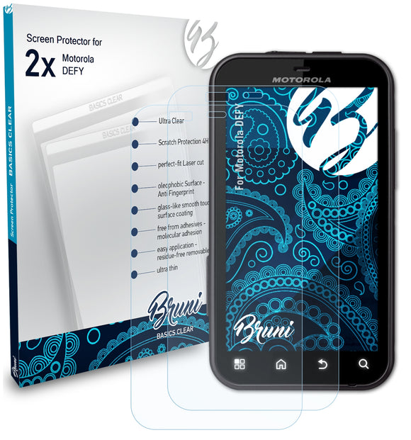 Bruni Basics-Clear Displayschutzfolie für Motorola DEFY
