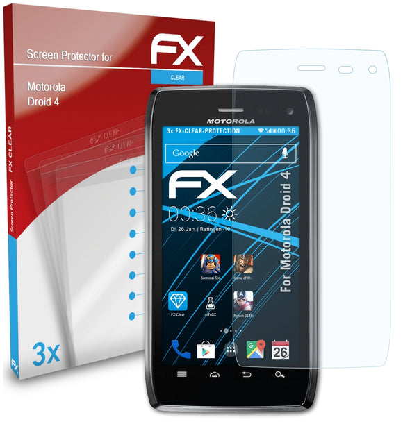 atFoliX FX-Clear Schutzfolie für Motorola Droid 4