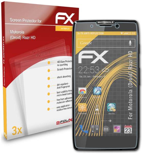 atFoliX FX-Antireflex Displayschutzfolie für Motorola (Droid) Razr HD