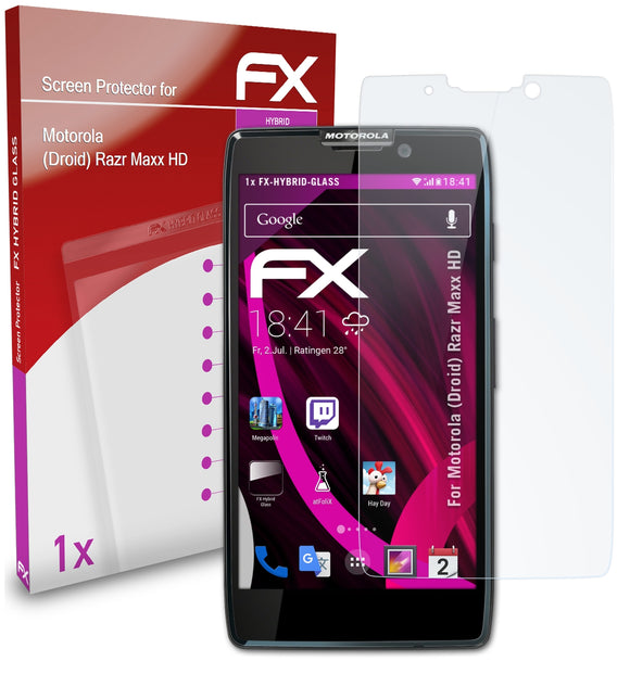 atFoliX FX-Hybrid-Glass Panzerglasfolie für Motorola (Droid) Razr Maxx HD