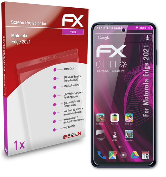 atFoliX FX-Hybrid-Glass Panzerglasfolie für Motorola Edge (2021)