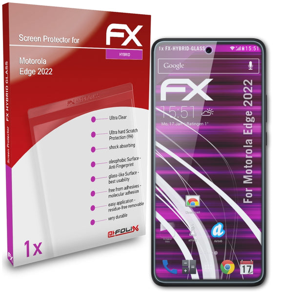 atFoliX FX-Hybrid-Glass Panzerglasfolie für Motorola Edge (2022)