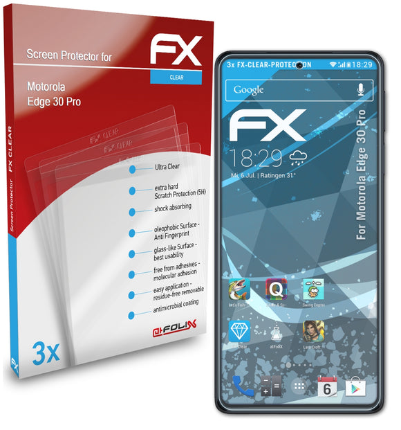 atFoliX FX-Clear Schutzfolie für Motorola Edge 30 Pro
