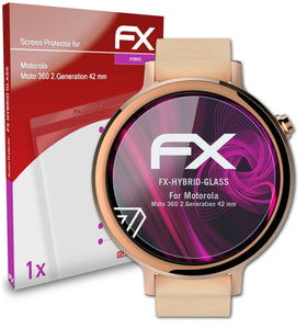 atFoliX FX-Hybrid-Glass Panzerglasfolie für Motorola Moto 360 2.Generation (42 mm)