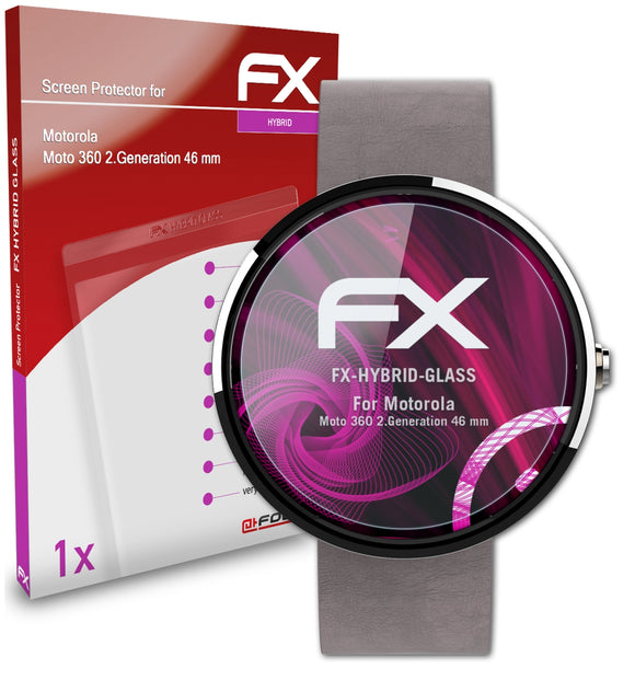 atFoliX FX-Hybrid-Glass Panzerglasfolie für Motorola Moto 360 2.Generation (46 mm)