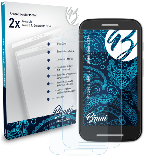 Bruni Basics-Clear Displayschutzfolie für Motorola Moto E (1. Generation 2014)