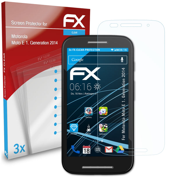 atFoliX FX-Clear Schutzfolie für Motorola Moto E (1. Generation 2014)