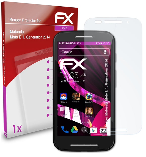 atFoliX FX-Hybrid-Glass Panzerglasfolie für Motorola Moto E (1. Generation 2014)
