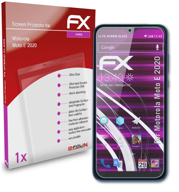 atFoliX FX-Hybrid-Glass Panzerglasfolie für Motorola Moto E (2020)