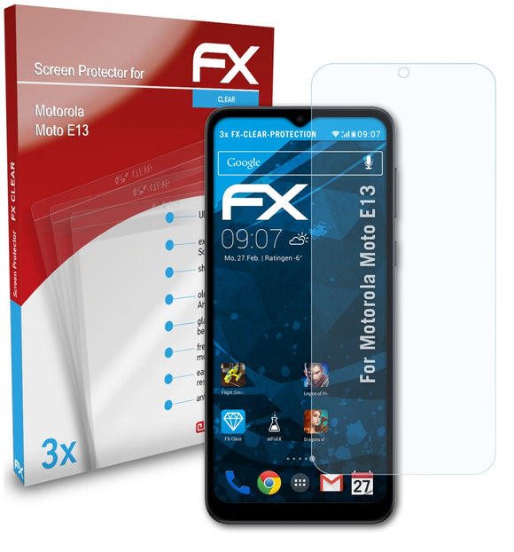atFoliX FX-Clear Schutzfolie für Motorola Moto E13