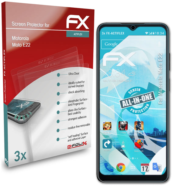 atFoliX FX-ActiFleX Displayschutzfolie für Motorola Moto E22
