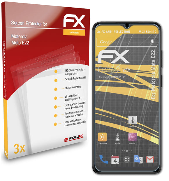 atFoliX FX-Antireflex Displayschutzfolie für Motorola Moto E22