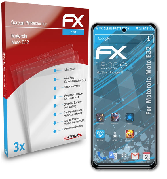 atFoliX FX-Clear Schutzfolie für Motorola Moto E32