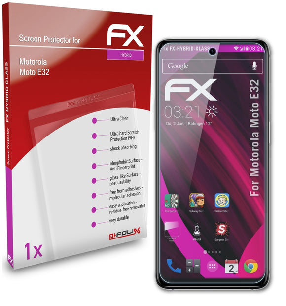 atFoliX FX-Hybrid-Glass Panzerglasfolie für Motorola Moto E32