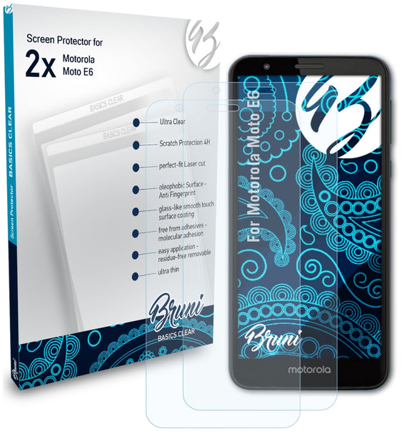 Bruni Basics-Clear Displayschutzfolie für Motorola Moto E6