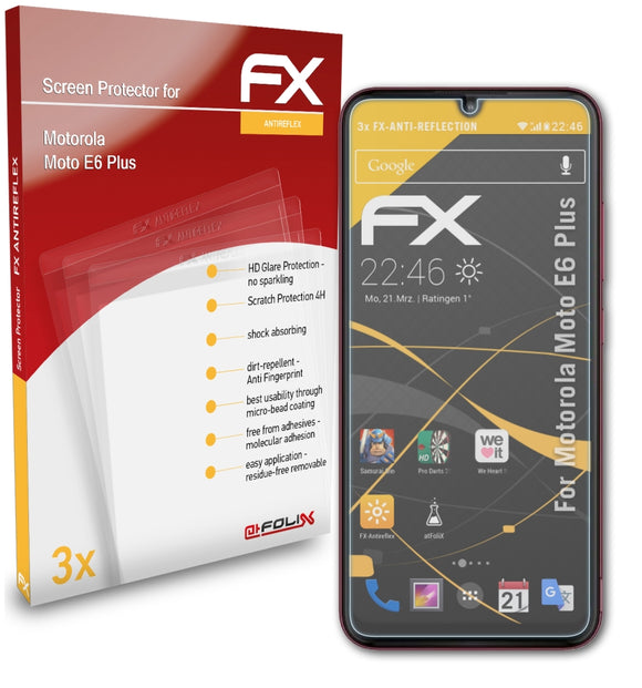 atFoliX FX-Antireflex Displayschutzfolie für Motorola Moto E6 Plus