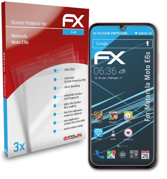 atFoliX FX-Clear Schutzfolie für Motorola Moto E6s