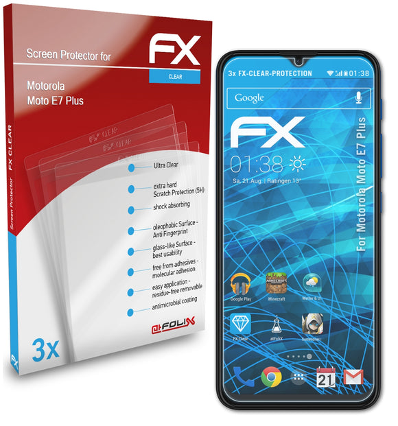 atFoliX FX-Clear Schutzfolie für Motorola Moto E7 Plus