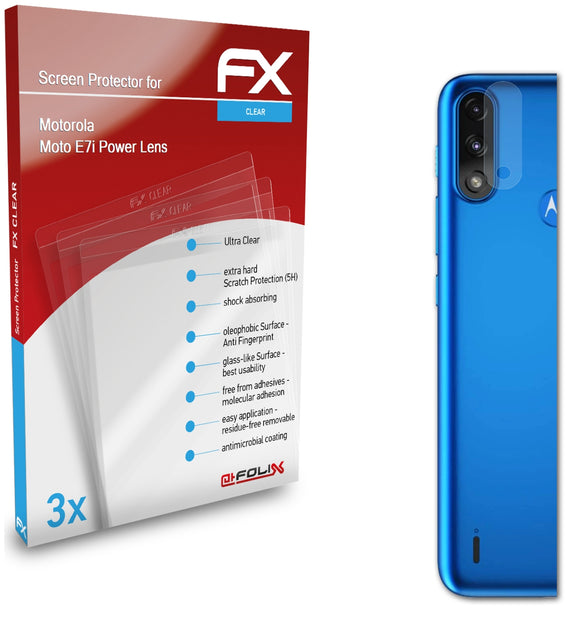 atFoliX FX-Clear Schutzfolie für Motorola Moto E7i Power Lens