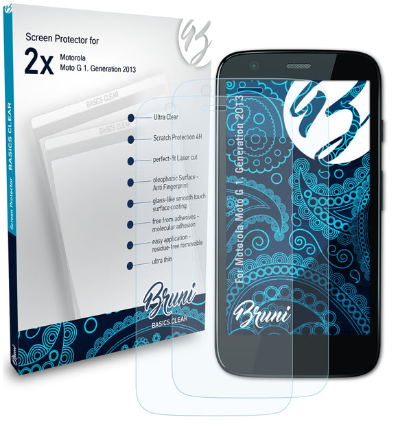 Bruni Basics-Clear Displayschutzfolie für Motorola Moto G (1. Generation 2013)