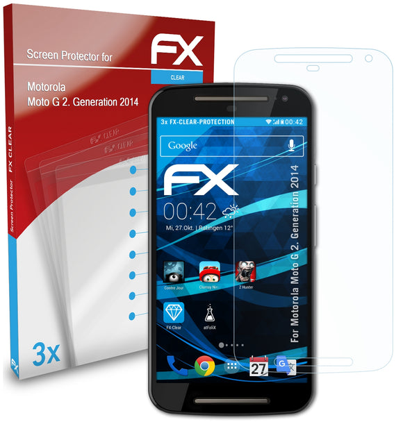 atFoliX FX-Clear Schutzfolie für Motorola Moto G (2. Generation 2014)