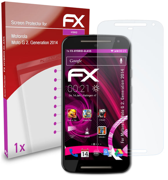 atFoliX FX-Hybrid-Glass Panzerglasfolie für Motorola Moto G (2. Generation 2014)