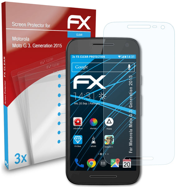 atFoliX FX-Clear Schutzfolie für Motorola Moto G (3. Generation 2015)