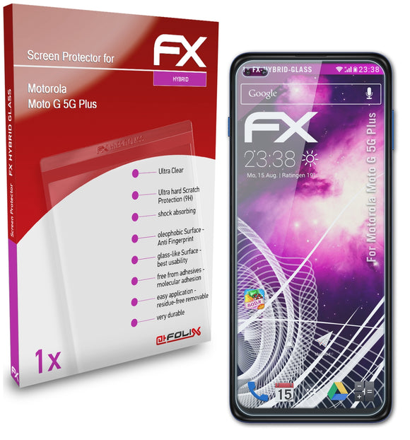 atFoliX FX-Hybrid-Glass Panzerglasfolie für Motorola Moto G 5G Plus