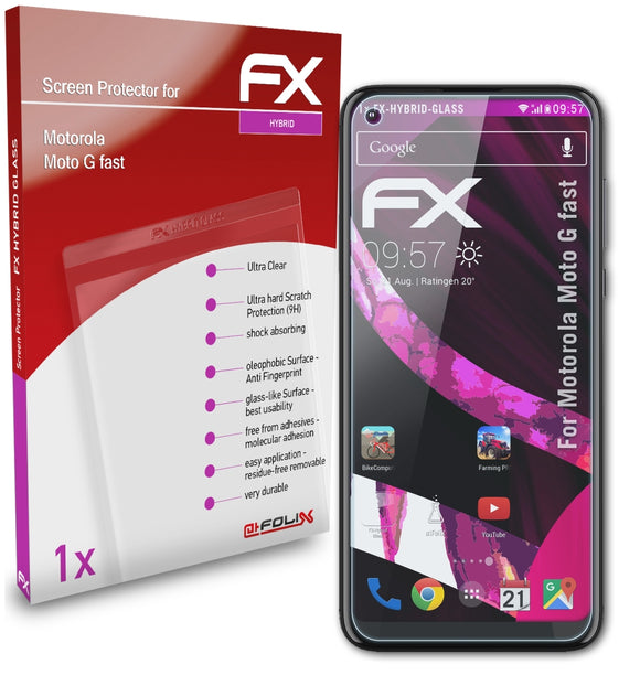 atFoliX FX-Hybrid-Glass Panzerglasfolie für Motorola Moto G fast