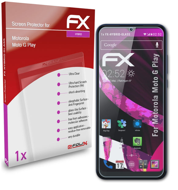 atFoliX FX-Hybrid-Glass Panzerglasfolie für Motorola Moto G Play