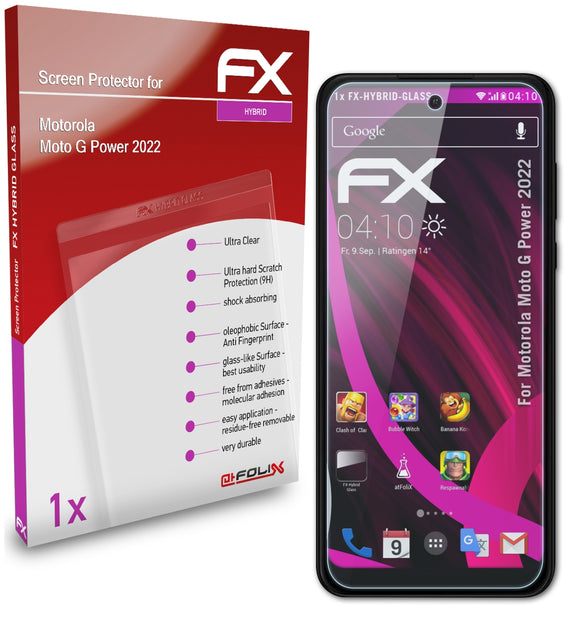 atFoliX FX-Hybrid-Glass Panzerglasfolie für Motorola Moto G Power (2022)