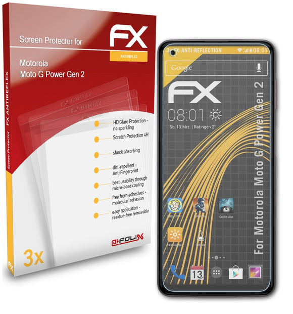 atFoliX FX-Antireflex Displayschutzfolie für Motorola Moto G Power (Gen 2)