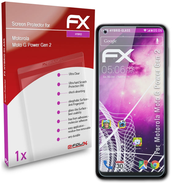 atFoliX FX-Hybrid-Glass Panzerglasfolie für Motorola Moto G Power (Gen 2)