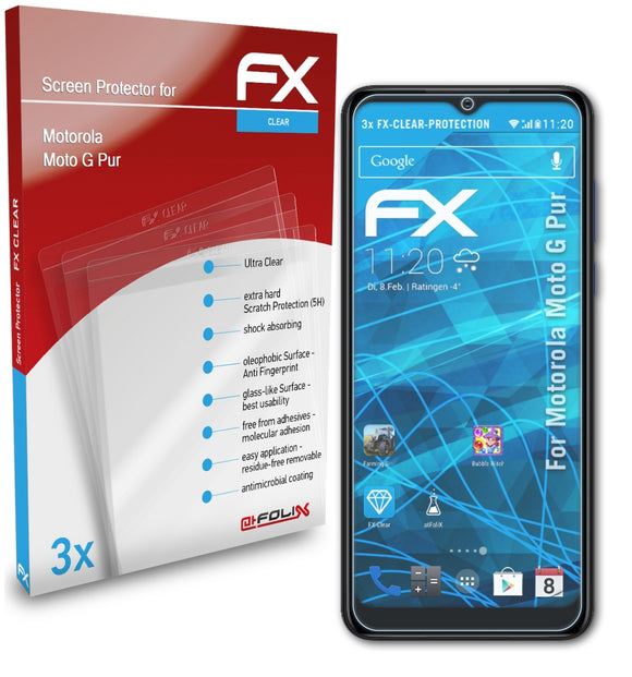 atFoliX FX-Clear Schutzfolie für Motorola Moto G Pur