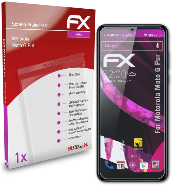 atFoliX FX-Hybrid-Glass Panzerglasfolie für Motorola Moto G Pur