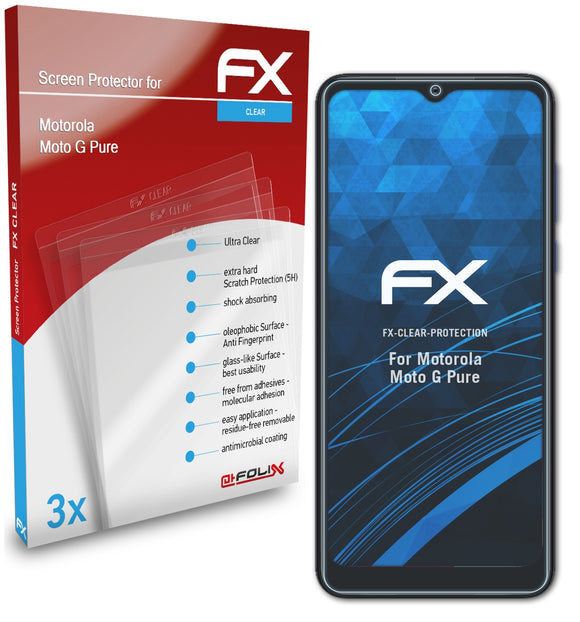 atFoliX FX-Clear Schutzfolie für Motorola Moto G Pure
