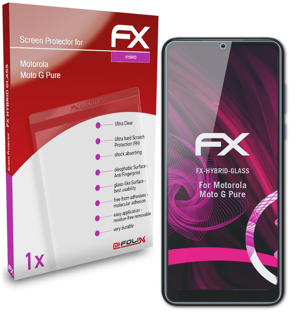 atFoliX FX-Hybrid-Glass Panzerglasfolie für Motorola Moto G Pure