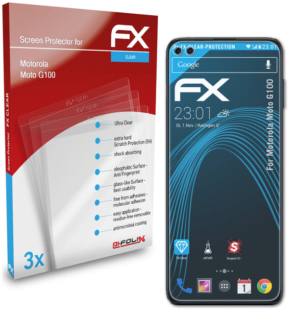 atFoliX FX-Clear Schutzfolie für Motorola Moto G100