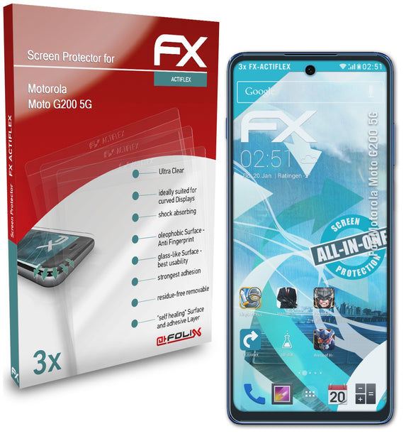 atFoliX FX-ActiFleX Displayschutzfolie für Motorola Moto G200 5G